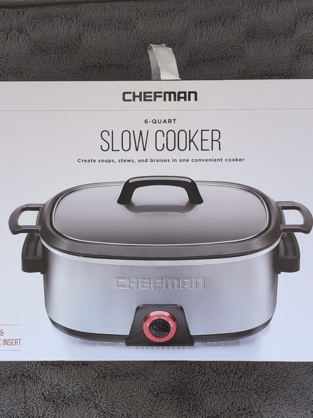 Chefman 6-Quart Slow Cooker Silver NWT